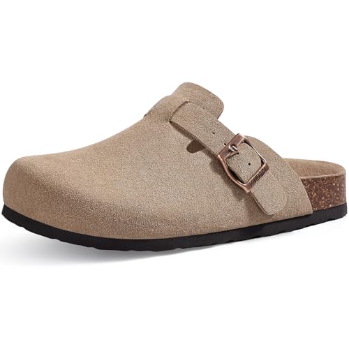 KIDMI Unisex Vegan Suede Clogs Leather Mules Womens Mens Cork