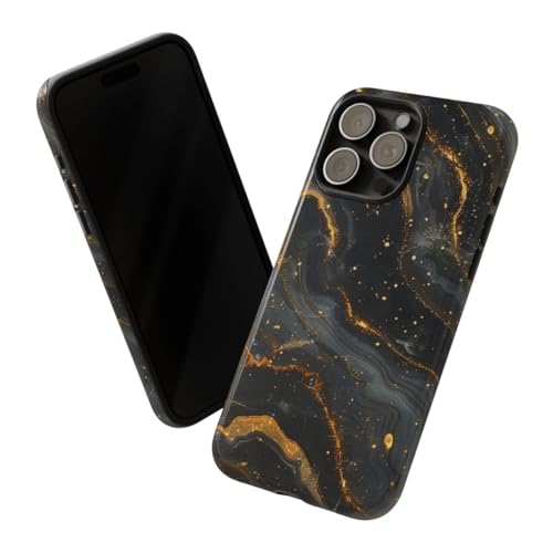 Coque rigide brillante motif abstrait or iPhone 15 Pro Max