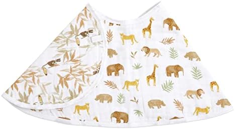 aden + anais Essentials Burpy Bib, 100% Cotton Muslin, Soft Absorbent 4 Layers, Multi-Use Burp Cloth and Bib, 22.5" X 11", Single, Tanzania