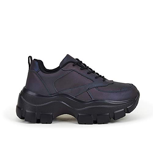 Image of LUCKY STEP Women Chunky Platform Dad Colorblock Casual Lace-Up Walking Sneakers
