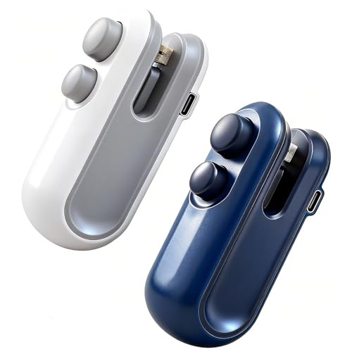 Mini Bag Sealer with Cutter Rechargeable Portable (White & Blue)