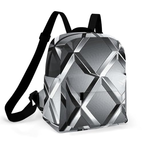 Mochila plateada con figura geométrica impermeable de diseño ejecutivo