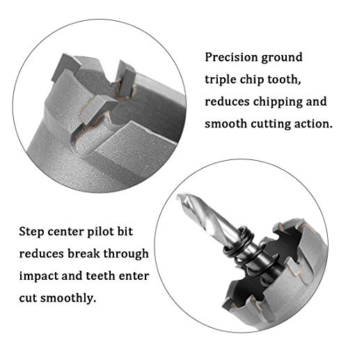 32Mm Tct Hole Saw, 1-1/4” Cutting Diameter Tungsten Carbide Tipped Hole Cutter Opener, For Stainless Steel Metal Plate Aluminum #TOP3