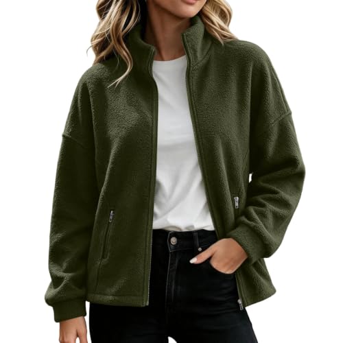 Womens Fleece Jacket Thermal Fleece Full Zip Coat with Zipper Pockets - image 6