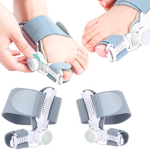 2 Pezzi Alluce Valgo, Piastra Di Correttore con Manopola Regolabile, Divaricatore Alluce Valgo per Sollievo dal Dolore dell'Alluce, Separatore Dita Piede per Giorno e Notte per Piede Sinistro o Destro