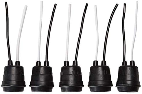 Longdex 12pcs Lamp Base Waterproof Black Pigtail Lamp Holder Socket 250V 6A