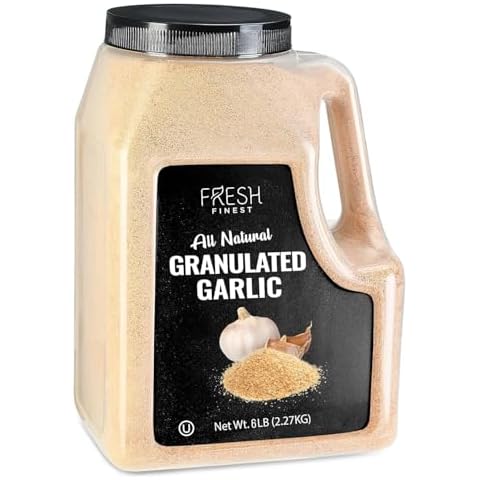 Fresh Finest Granulated Garlic Seasoning - Bulk 6 LB- Kosher Certified Garlic Seasoning, Ideal Use For Vegetables, Rubs, Grilled Meats, Salads, Dressings and More - 6 LB Cover