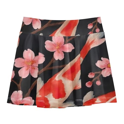 Athletic Shorts Girls Skorts Tennis Skirts Toddler Casual Teen Cheer Cute Koi Fish Pink Cherry Blossom 3t