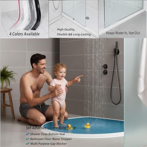 7FtShower Threshold Water Dam, Self-Adhesive Silicone Waterproof Barrier, Leak-Proof, for Showers, Bathtubs, Sinks, for Dry And Wet Separation Caulk Seal Strip Edge Trim (White) by Enjoyment - Used condition - Image 4