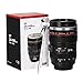 DEEXITO Camera Lens Coffee Mugs,Stainless Steel Lens Cups with Four Leaf Clover Spoon,Novelty Christmas Gifts for Photographers Sweeties Dad Men Women Photography Lovers