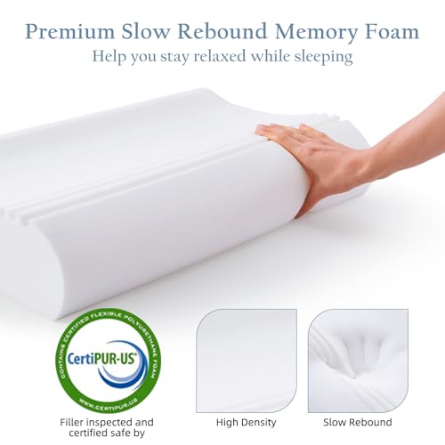 Contour Memory Foam Pillow for Neck Pain Relief Queen Tencel Lyocell Cover by Luxe Linen - Used condition - Image 5