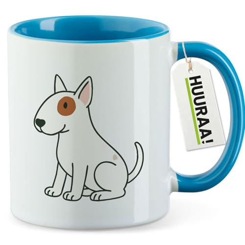 Huuraa Becher Bullterrier Comic Bulli Geschenk 330ml Blau Bullterrier Geschenkidee
