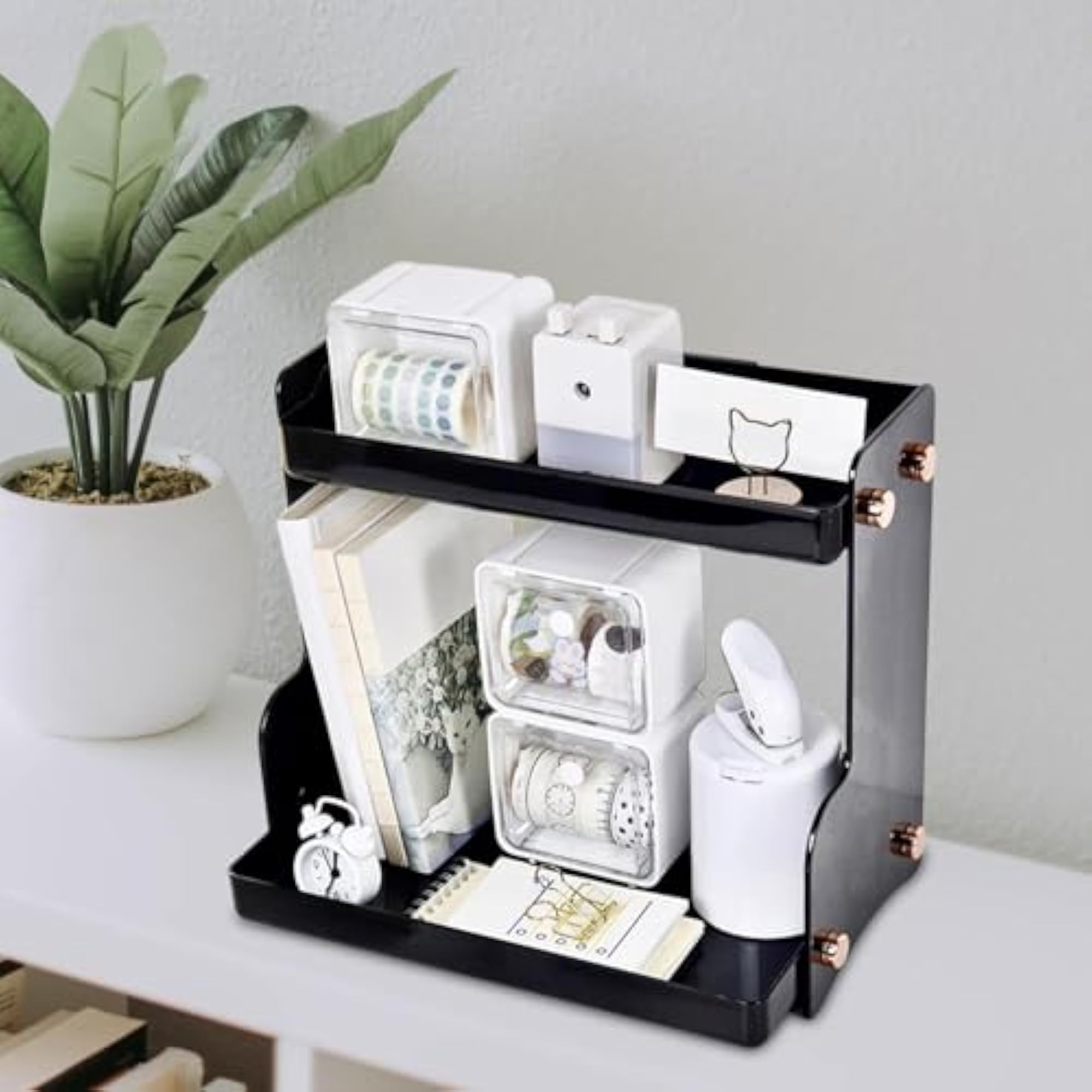 Multi-Purpose Desktop Organizer for Bathroom & Office, Black