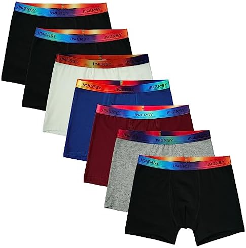 INNERSY Unterhosen Jungen Baumwolle Boxershorts mit Eingriff 128-176 7 Pack | Atmungsaktive Retroshorts für 8-18 Jahre Jungs, Sportunterwäsche, Sportunterricht in der Schule, Weich