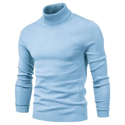 Men's Slim Fit Turtleneck Pullover Sweaters Casual High Neck Basic Knitted Sweaters Long Sleeve Solid Pullover Top