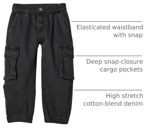 Image of Amazon Essentials Boys and Toddlers' Stretch Denim Cargo Jean with Elastic Waist