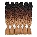 6 Packs Ombre Braiding Hair Kanekalon Synthetic Braiding Hair Extensions 24 inch Black-Dark brown-Light brown