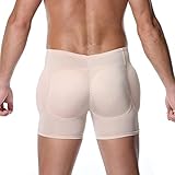 Men Hip-up Body Shaper Boxer Padded Breathable Butt Lifting Plump Fake Ass Butt Enhancer Boyshort (Color : Skin Color, Size : Large)