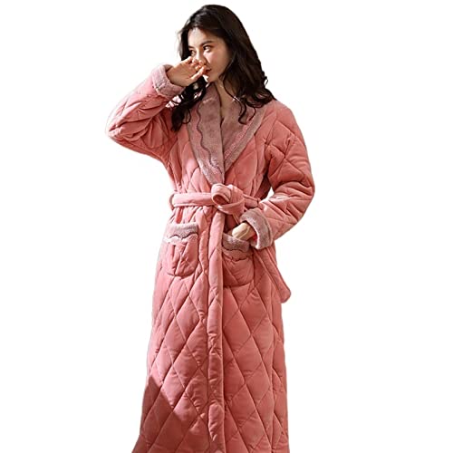 BGFYUSF Bata de baño de Franela de Tres Capas, supergruesa, para el Invierno, para Dormir, con Relleno, para el hogar (2 Tallas)