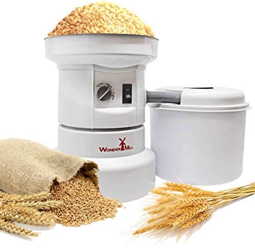 Powerful Electric Grain Mill Wheat Grinder for Home and Professional Use - High Speed Grain Grinder Flour Mill for Healthy Grains and Gluten-Free Flours - Electric Grain Mill by Wondermill,White