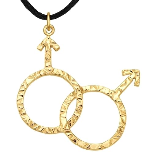Joyería LGBT Gais – Collar c/Colgante Hombres Homosexuales, Aliados, Regalo Único Gay, Mes Orgullo, CSD, Bodas Queer (Joyería Gay, Plata Chapada en Oro)