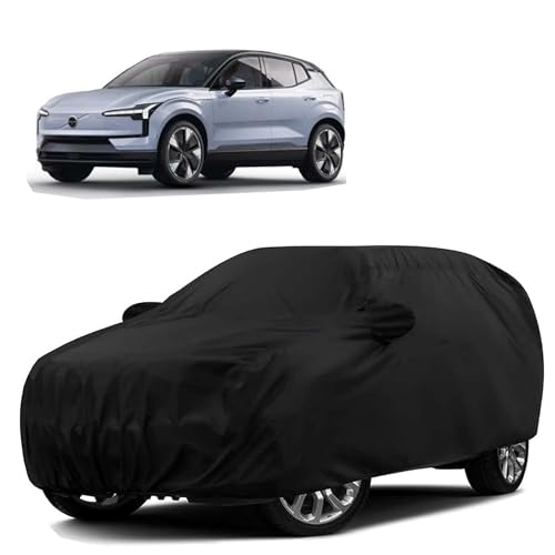 Sulfar 100% Water Resistant Car Body Cover Compatible with Mirror for Volvo X 30 (Triple Stitched, Full Bottom Elastic, Black)
