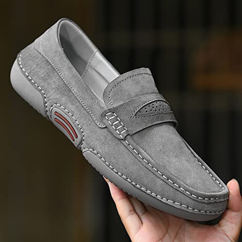 Men's Loafers Shoes Genuine Leather Round Toe Stitching Details Breathable Anti-Slip Comfortable Flat Heel Slip Resistant Fashion Classic Slip-ons4