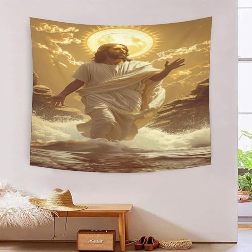 Tapisserie murale Jésus effet 3D habiller grand mur blanc