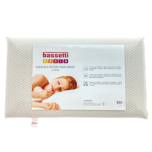 Bassetti Guanciale Lattice Memory Water - Gel Cuscino Made in Italy 40x70 cm Puro Cotone