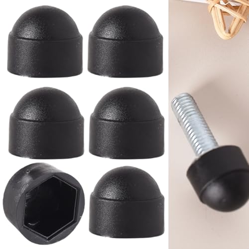 DILUSILK - Black Plastic Hex Nut Bolt Dome Cap Cover M8 Nut and Bolt Protective Caps Cover Hexagonal - Pack of 30 - -25%