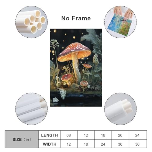 Toile murale papillon champignon 60x90cm avec impression haute definition - 2