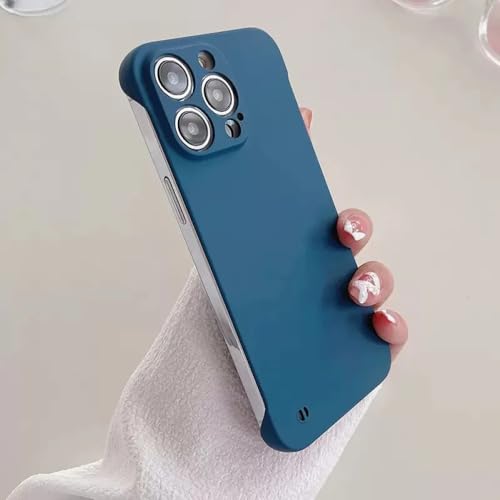 Coque ultra mince sans cadre pour iPhone 13 Pro Max bleu mat rigide antichoc