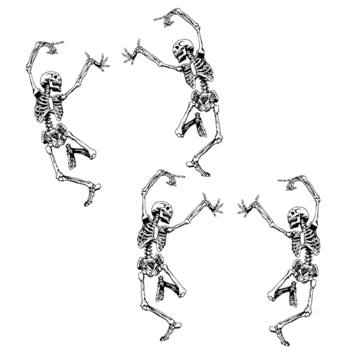 Image of BDZMC Skeleton Bumper Sticker Decal, 6.0 inch Trippy Grateful Steal Your Face Rock Band Dancing Halloween Skull Car Decal for Car, Window, Refrigerator, Mirror, Laptop, Truck (2PCS)