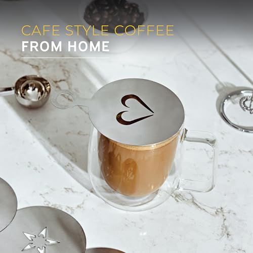 Blackmoor Barista Accessories Collection - 600ml Milk Jug, Milk Frother, Coffee Scoop with Bag Clip & 4 Stencils/Create Café-Quality Lattes and Cappuccinos at Home/Coffee Gift Set 68489 - Image 6