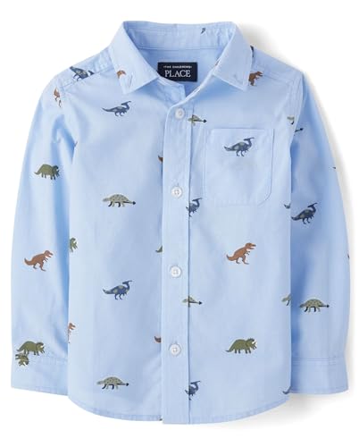 The Children's Place Baby Boys' and Toddler Long Sleeve Cotton Poplin Button Up Shirt