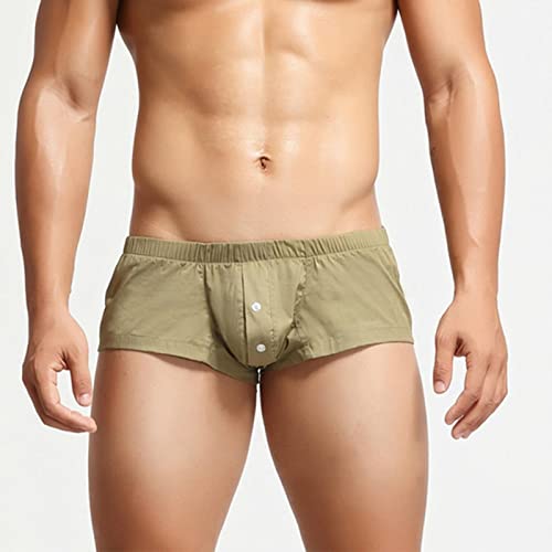 Sarge 2022 Hommes sous-vêtements Bouton Poche Nouveau Confortable Doux Solide Sexy Taille Basse Boxer Slips sous-vêtements U Poche Convexe Lingerie caleçon Vert L