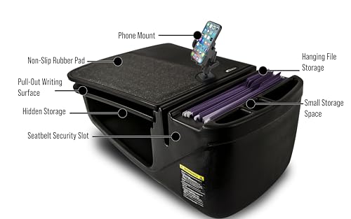 Image of AutoExec GripMaster Car Desk for Your Vehicle Workstation and Mobile Office, Black with Phone Mount | Vehicle Workstation, Mobile Office