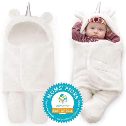 Image of BlueMello Baby Swaddle Blanket | Ultra-Soft Plush Unicorn Essential for Infants 0-6 Months | Swaddling Wrap White | Ideal Newborn Registry and Toddler Boy Accessories | Perfect Baby Girl Shower Gift