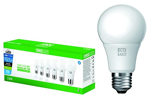 6 LAMPADINE ECOLIGHT LED 'SFERA' E27 luce FREDDA