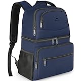 MATEIN Cooler Backpack Insulated Waterproof, 26 Cans Leak-Proof Lunch Backpack Cooler for Men Women, Double Layer Lightweight Soft Cooler Bag Portable Lunchbox Backpack for Beach Travel Picnic, Blue
