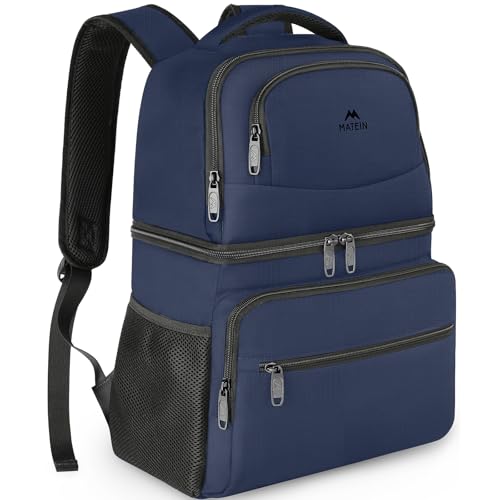 MATEIN Cooler Backpack Insulated Waterproof, 26 Cans Leak-Proof Lunch Backpack Cooler for Men Women, Double Layer Lightweight Soft Cooler Bag Portable Lunchbox Backpack for Beach Travel Picnic, Blue by MATEIN - Used condition - US$32.23