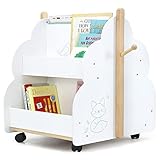 labebe Baby Wooden Bookshelf, Kids Bookshelf with Wheels for 36M+, Book Rack Wood/Kid Bookcase/Child