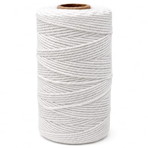 jijAcraft White String, Butchers Twine, 328 Feet 2mm Cotton Twine Strings for Cooking Crafts Gift Wrapping Turkey Sausage Gardening