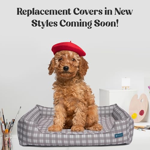 Pupstilo Orthopedic Bolster Dog Bed – CertiPUR-US Foam, Recycled Polyester Canvas, Washable Cover, Anti-Slip Bottom, Large, Light Blue Check – Stylish Designer Dog Sofa by Pupstilo - Image 8