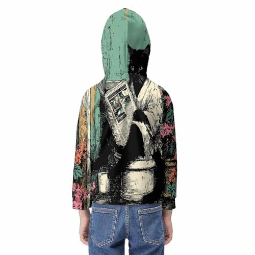 Pull chat 3D pour l'école : sweat à capuche chaud 9-11 ans - 6