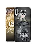 Sunrive Kompatibel mit TP-Link Neffos X20 Hülle Silikon, Transparent Handyhülle Schutzhülle Etui Hülle (TPU Wolf und H&)+Gratis Universal Eingabestift MEHRWEG