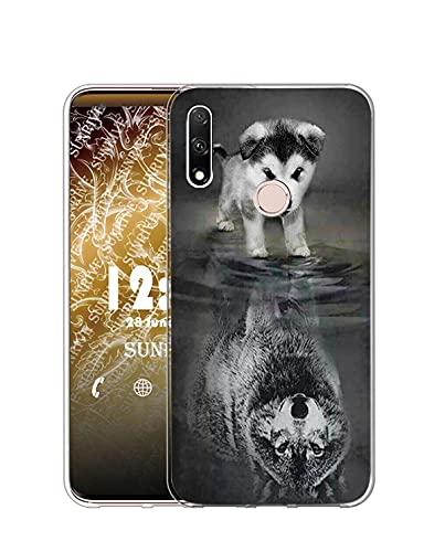 Sunrive Kompatibel mit TP-Link Neffos X20 Hülle Silikon, Transparent Handyhülle Schutzhülle Etui Hülle (TPU Wolf und H&)+Gratis Universal Eingabestift MEHRWEG