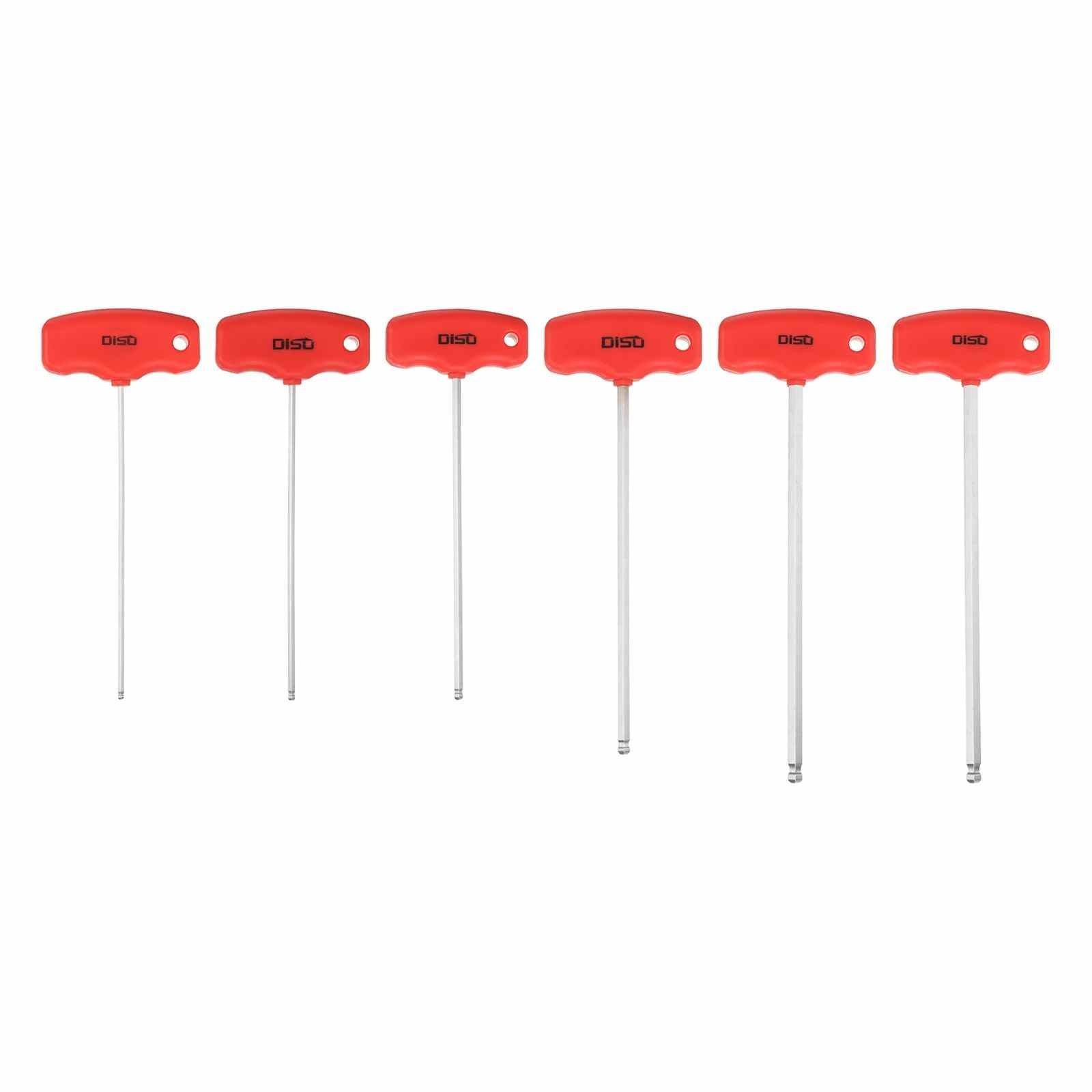 HARFINGTON 6pcs T-Handle Ball End Hex Key Set 2/2.5/3/4/5/6mm S2 Steel Metric Inner Hexagon Wrench T-Key Spanner Repairing Tool for Home Auto Maintenance Bike Motorcycle Repair
