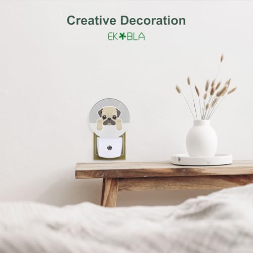 Image of EKOBLA Cute Bulldog Night Light, Cartoon Dog Pet Night Lights Plug Into Wall with Dusk to Dawn Sensor for Dog Lovers, Bedroom, Bathroom and Kids Room Decor