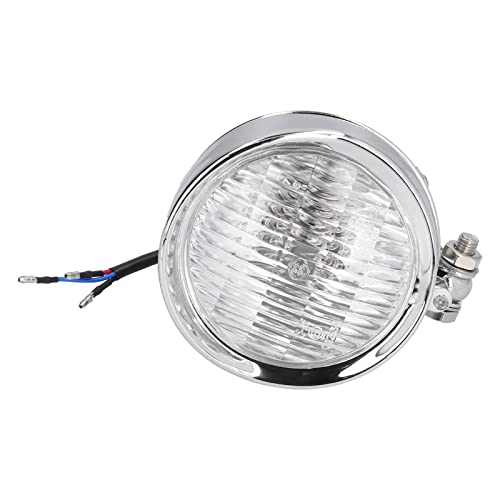 Tbest Phare de Moto, 12V 4in Rétro Phare de Moto Avant Lampe Haute Luminosité Chromé Universel